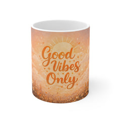 Good Vibes Only Mug — Sunrise Floral Positivity Coffee Cup