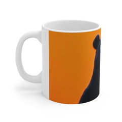 Surprised Black Bear Ceramic Mug — Cute Cartoon Animal Coffee Cup