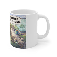 Cat Humor Mug — "Eat, Sleep, Reign, Repeat" Multi-Tasking Cats 11oz